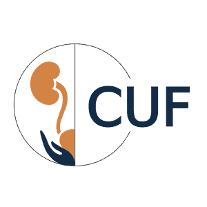 T&ecirc;te d'image de logo pour le centre d'urologie de F&egrave;s, illustrant la sp&eacute;cialit&eacute; avec une repr&eacute;sentation stylis&eacute;e d'un rein et de toute la voie urinaire, accompagn&eacute;e du texte "CUF".